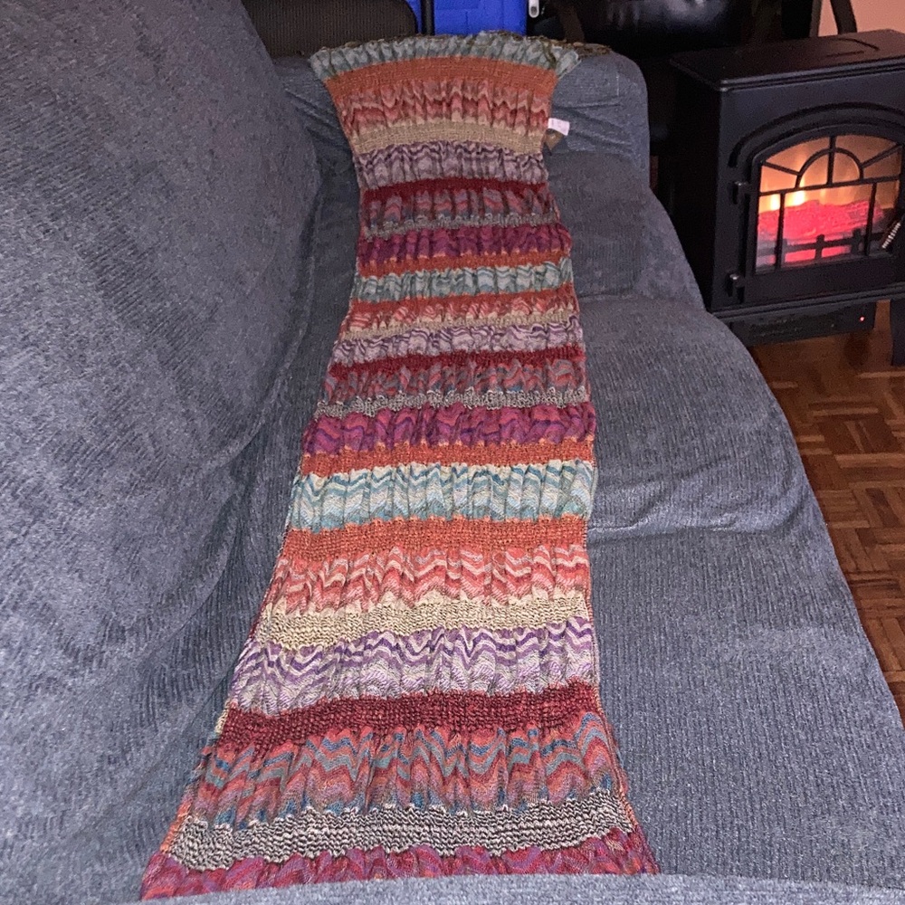 A.co colorful Knit Scarf with Fringe